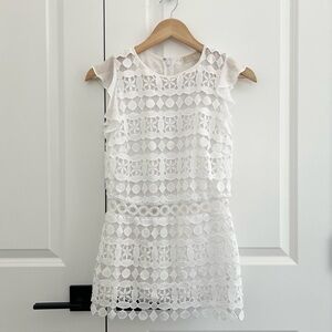 Michael Kors Frilled White Macramé Tank Top